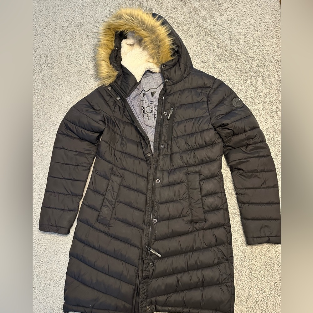 Superdry Women’s Fuji Hooded Mid Length Puffer Jacket. Size 6